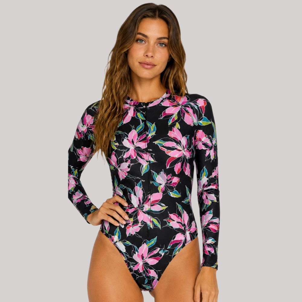 NWT Volcom Dream In Bloom Surf Suit Long Sleeve Floral Rash Guard Medium
